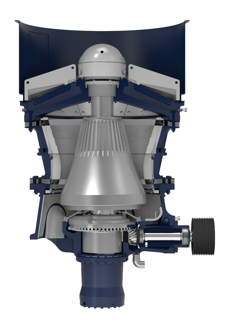 Controlled feed rate in cone crusher ensuring stable crushing efficiency