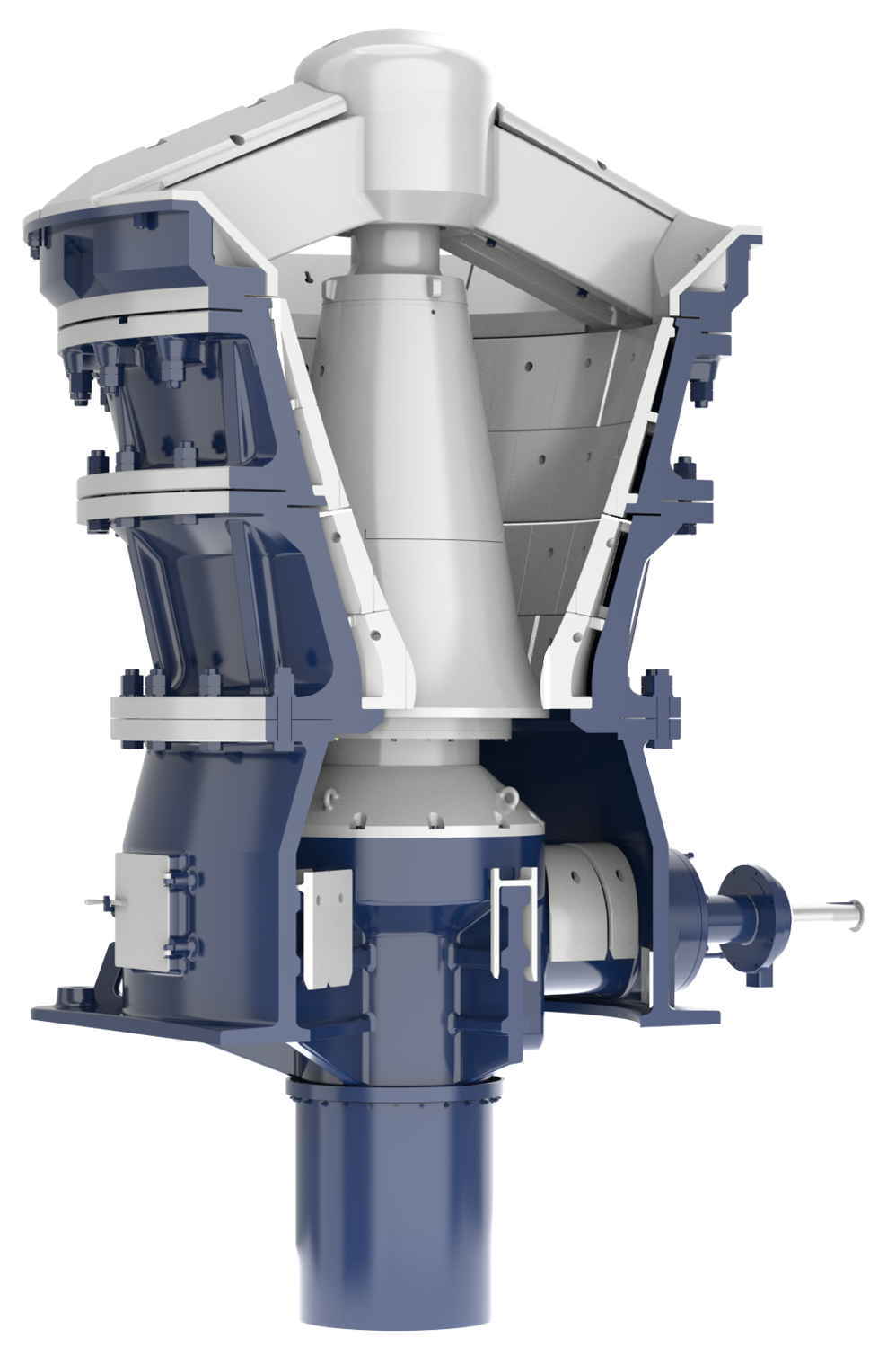 Crushing chamber of the HAZEMAG Gyratory Crusher HGC with optimized geometry